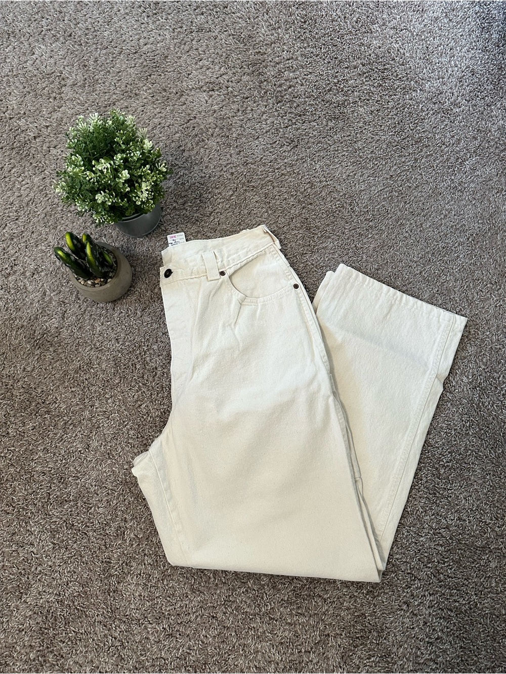 Lands' End Cream Carpenter Straight-Leg Jeans